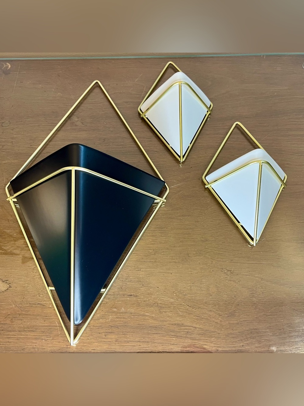 Umbra Trigg Set of 3 Geometric Ceramic Wall Planter Hanging Vase Sconce Modern